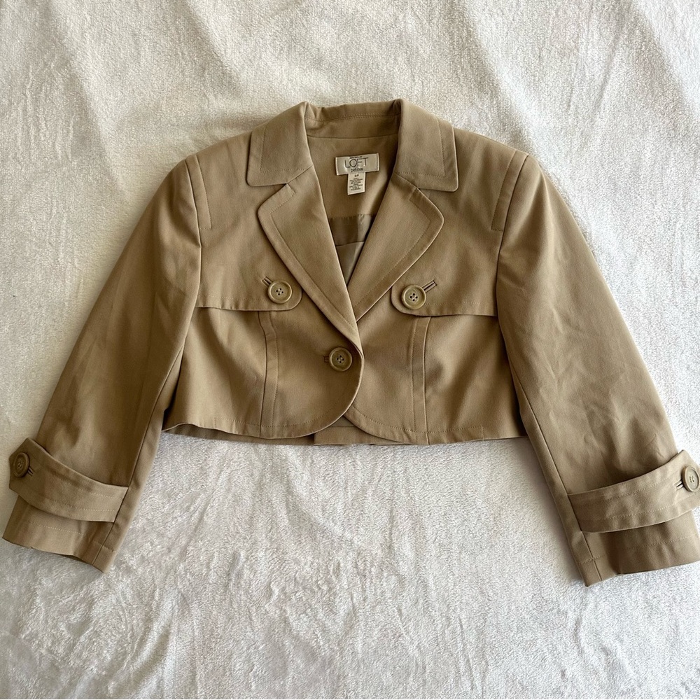 Vintage Y2K Anne Taylor LOFT Petites Brown Cropped Blazer
